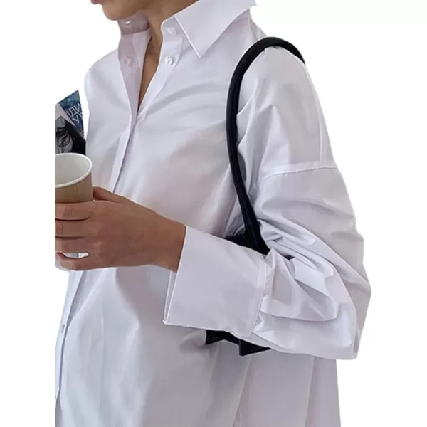 LYANER Women's Casual Shirt Dress Collar V Neck Button Down Loose Long Sleeve Mini Dresses
