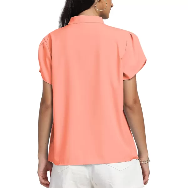 LYANER Women's Casual Split V Neck Petal Cap Sleeve Chiffon Blouse Shirt Tops