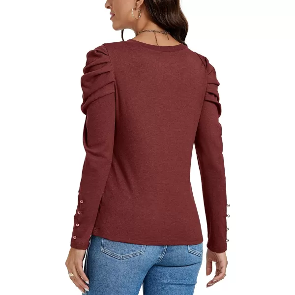 LYANER Women's Casual T-Shirt Crewneck Ruched Puff Sleeve Loose Fit Tee Shirt Top