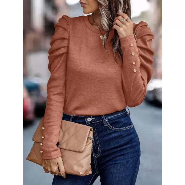 LYANER Women's Casual T-Shirt Crewneck Ruched Puff Sleeve Loose Fit Tee Shirt Top