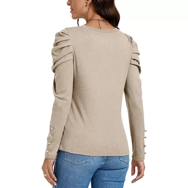 LYANER Women's Casual T-Shirt Crewneck Ruched Puff Sleeve Loose Fit Tee Shirt Top