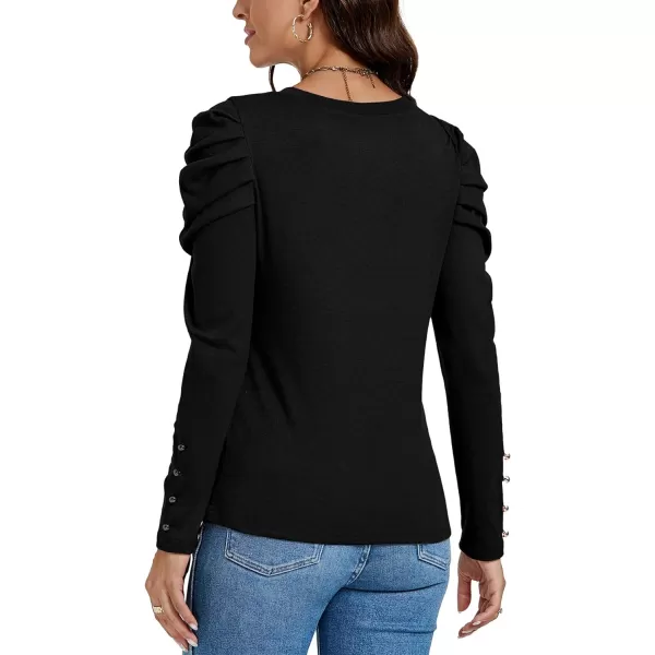 LYANER Women's Casual T-Shirt Crewneck Ruched Puff Sleeve Loose Fit Tee Shirt Top