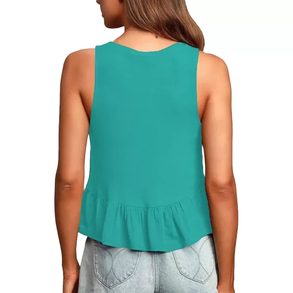 LYANER Women's Casual V Neck Peplum Ruffle Hem Sleeveless Babydoll Tank Top