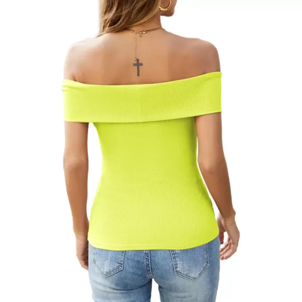 LYANER Women's Casual V Neck Puff Short Sleeve Shirt Blouses Tunic Top