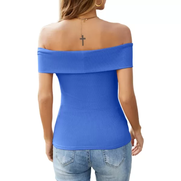 LYANER Women's Casual V Neck Puff Short Sleeve Shirt Blouses Tunic Top