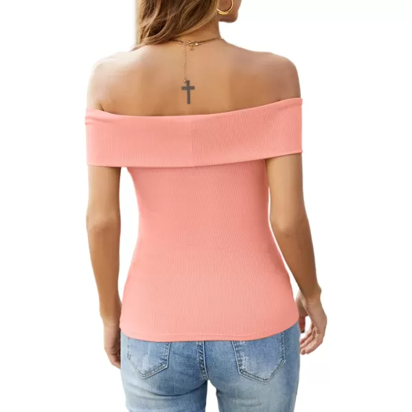 LYANER Women's Casual V Neck Puff Short Sleeve Shirt Blouses Tunic Top