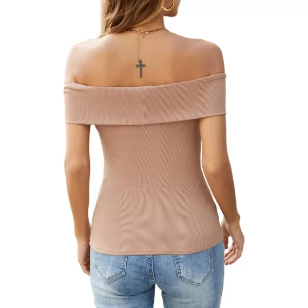 LYANER Women's Casual V Neck Puff Short Sleeve Shirt Blouses Tunic Top