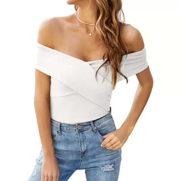 LYANER Women's Casual V Neck Puff Short Sleeve Shirt Blouses Tunic Top