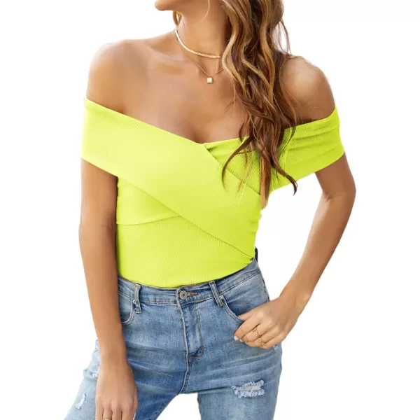 LYANER Women's Casual V Neck Puff Short Sleeve Shirt Blouses Tunic Top