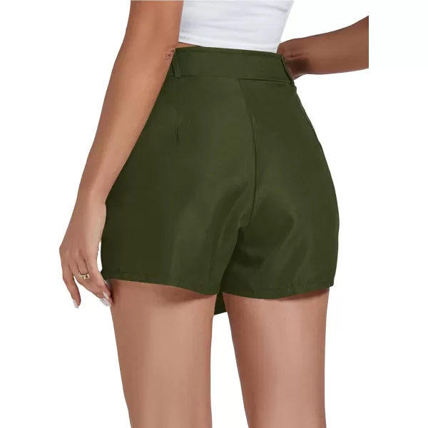 LYANER Women's Casual Wrap Asymmetrical Hem Pocket Skorts High Waisted Cargo Skirts Shorts