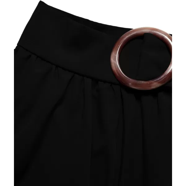 LYANER Women's Casual Wrap Asymmetrical Ruffle Hem High Waist A-Line Swing Midi Skirt