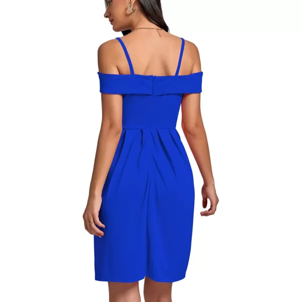 LYANER Women's Cold Shoulder Sweetheart Neck Off Shoulder Pleated Flowy Short Dress