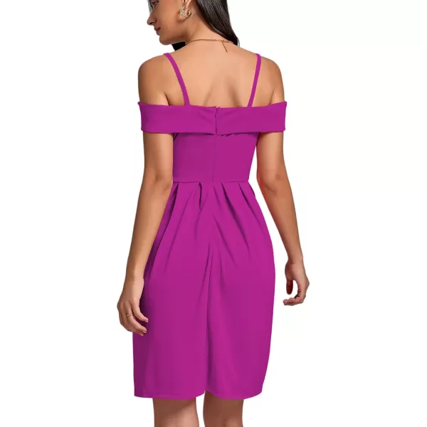 LYANER Women's Cold Shoulder Sweetheart Neck Off Shoulder Pleated Flowy Short Dress