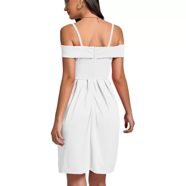 LYANER Women's Cold Shoulder Sweetheart Neck Off Shoulder Pleated Flowy Short Dress