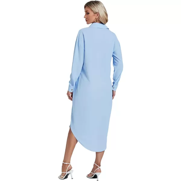 LYANER Women's Collar Button Long Sleeve Max Long Shirt Dress Cardigan Cover Ups
