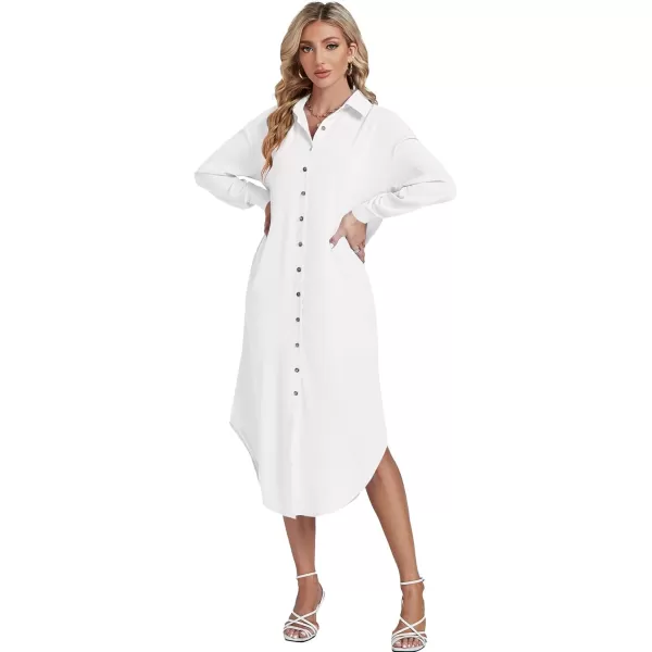 LYANER Women's Collar Button Long Sleeve Max Long Shirt Dress Cardigan Cover Ups