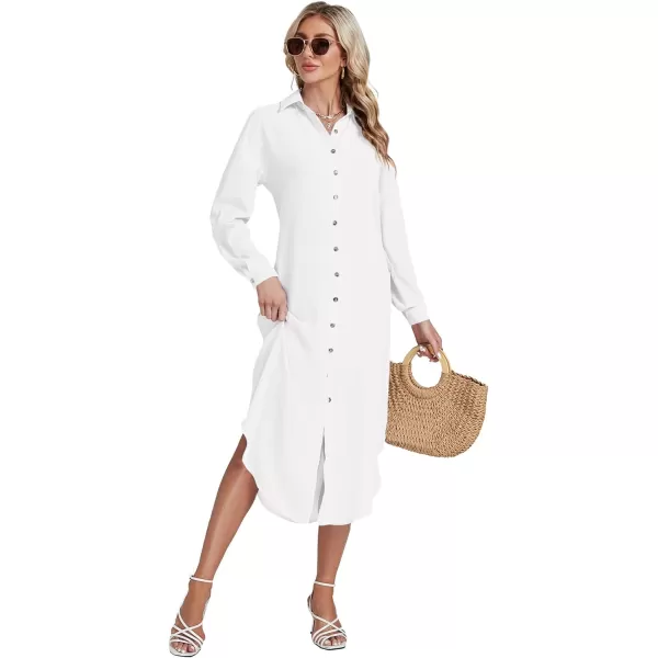 LYANER Women's Collar Button Long Sleeve Max Long Shirt Dress Cardigan Cover Ups