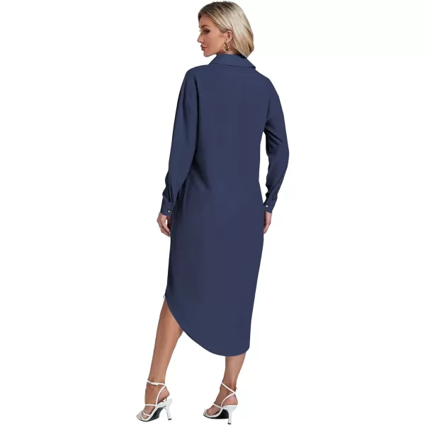 LYANER Women's Collar Button Long Sleeve Max Long Shirt Dress Cardigan Cover Ups