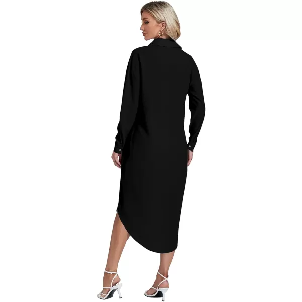 LYANER Women's Collar Button Long Sleeve Max Long Shirt Dress Cardigan Cover Ups