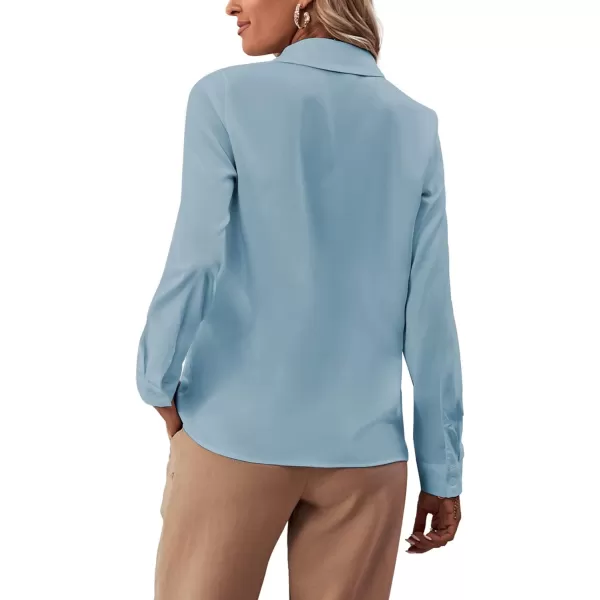 LYANER Women's Collar Neck Button Down Ruffle Front Long Sleeve Blouse Shirt Top