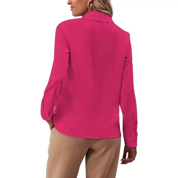 LYANER Women's Collar Neck Button Down Ruffle Front Long Sleeve Blouse Shirt Top