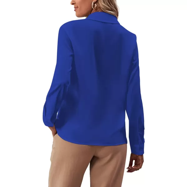 LYANER Women's Collar Neck Button Down Ruffle Front Long Sleeve Blouse Shirt Top