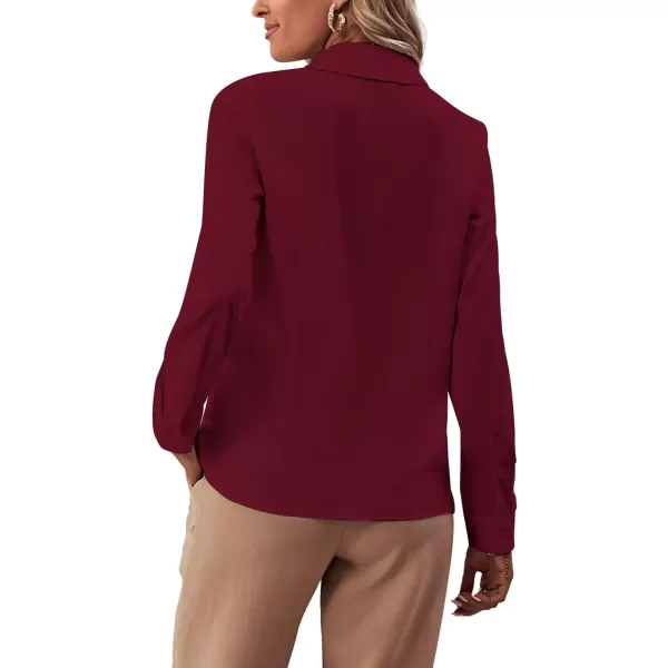 LYANER Women's Collar Neck Button Down Ruffle Front Long Sleeve Blouse Shirt Top