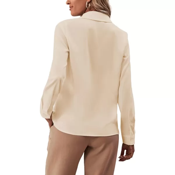 LYANER Women's Collar Neck Button Down Ruffle Front Long Sleeve Blouse Shirt Top