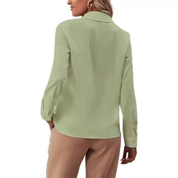 LYANER Women's Collar Neck Button Down Ruffle Front Long Sleeve Blouse Shirt Top