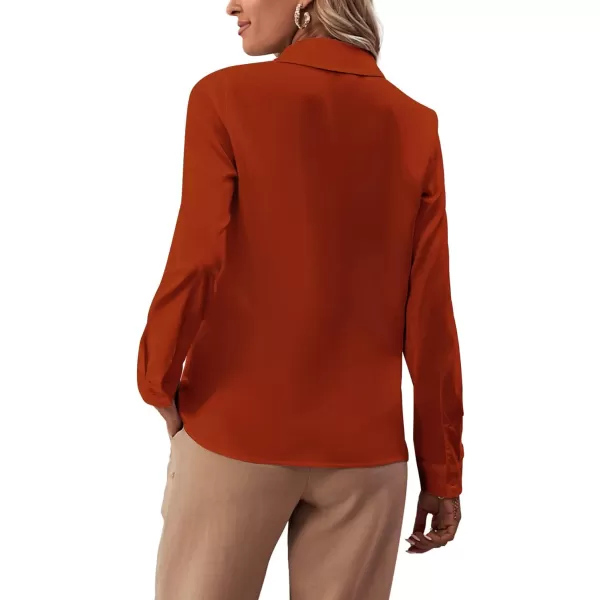 LYANER Women's Collar Neck Button Down Ruffle Front Long Sleeve Blouse Shirt Top