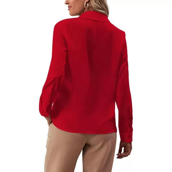 LYANER Women's Collar Neck Button Down Ruffle Front Long Sleeve Blouse Shirt Top