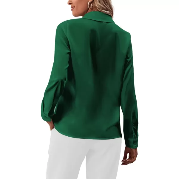 LYANER Women's Collar Neck Button Down Ruffle Front Long Sleeve Blouse Shirt Top