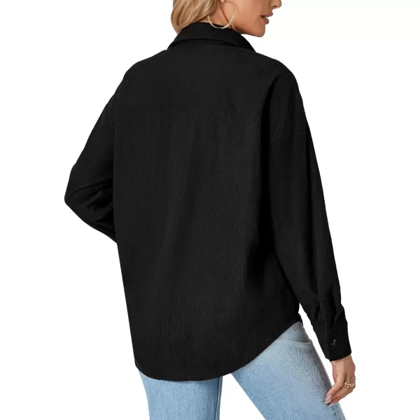 LYANER Women's Corduroy Button Down Long Sleeve Oversized Jacket with Pocket