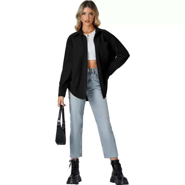 LYANER Women's Corduroy Button Down Long Sleeve Oversized Jacket with Pocket