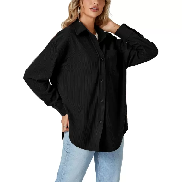 LYANER Women's Corduroy Button Down Long Sleeve Oversized Jacket with Pocket