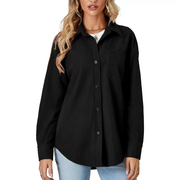 LYANER Women's Corduroy Button Down Long Sleeve Oversized Jacket with Pocket