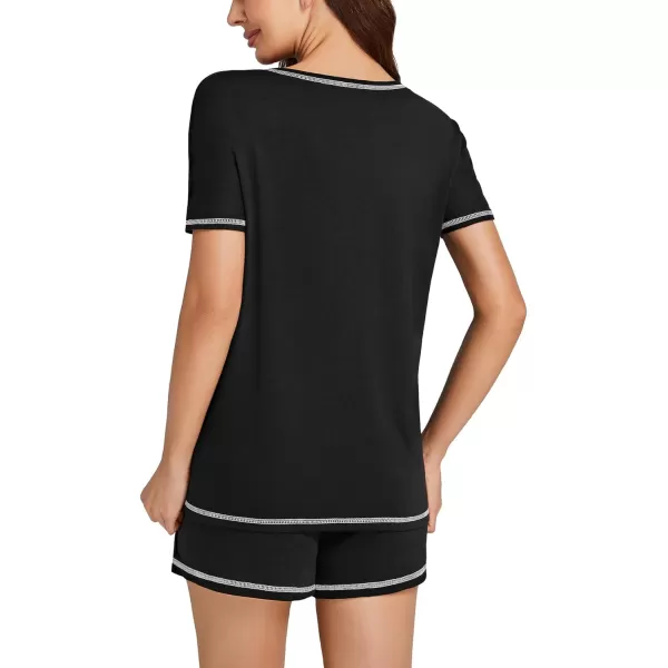 LYANER Women's Cotton Pajama Set Short Sleeve Chest Pocket T-shirt With Shorts Set PJ Loungewear