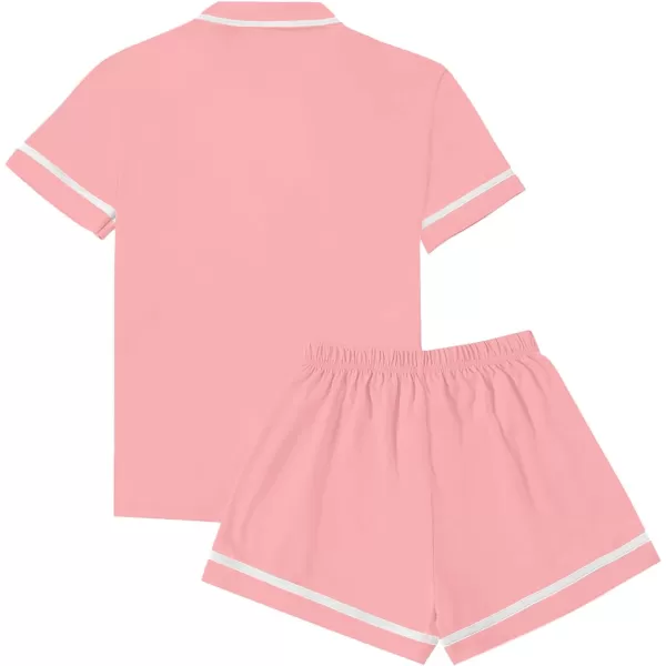 LYANER Women's Cotton Pajamas Set Button Short Sleeve Shirt with Shorts Set PJs Loungewear