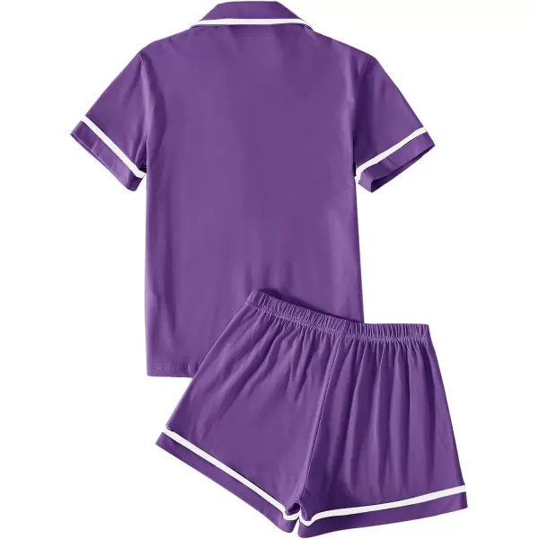 LYANER Women's Cotton Pajamas Set Button Short Sleeve Shirt with Shorts Set PJs Loungewear
