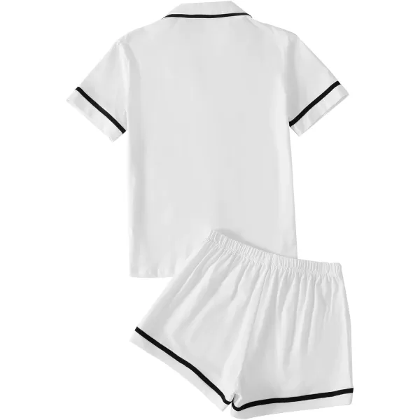 LYANER Women's Cotton Pajamas Set Button Short Sleeve Shirt with Shorts Set PJs Loungewear