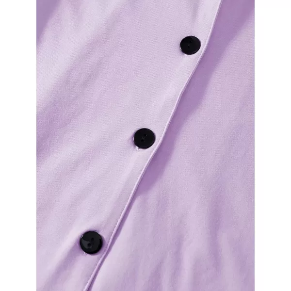 LYANER Women's Cotton Pajamas Set Button Short Sleeve Shirt with Shorts Set PJs Loungewear