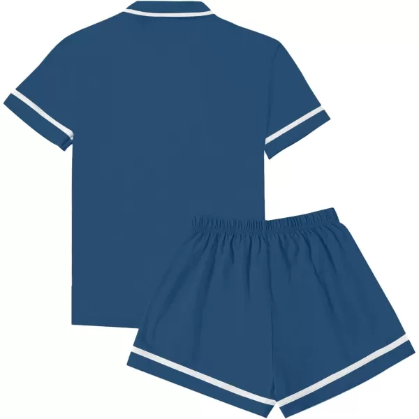 LYANER Women's Cotton Pajamas Set Button Short Sleeve Shirt with Shorts Set PJs Loungewear