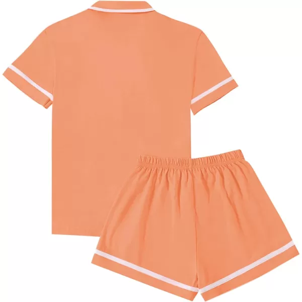 LYANER Women's Cotton Pajamas Set Button Short Sleeve Shirt with Shorts Set PJs Loungewear