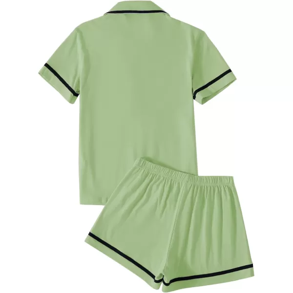 LYANER Women's Cotton Pajamas Set Button Short Sleeve Shirt with Shorts Set PJs Loungewear