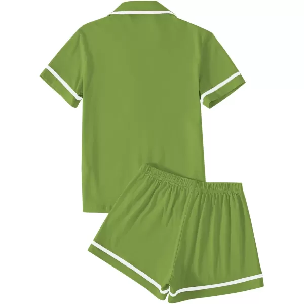 LYANER Women's Cotton Pajamas Set Button Short Sleeve Shirt with Shorts Set PJs Loungewear