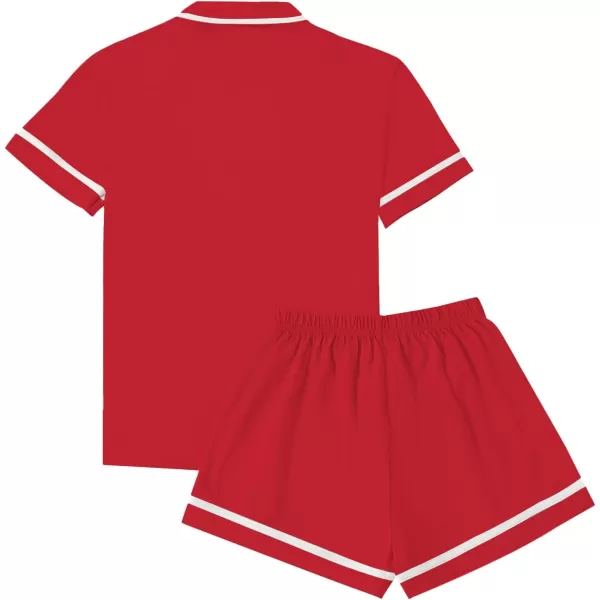 LYANER Women's Cotton Pajamas Set Button Short Sleeve Shirt with Shorts Set PJs Loungewear