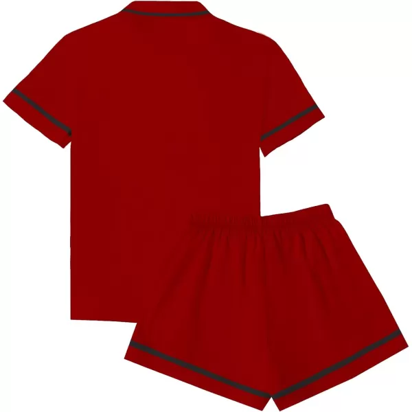 LYANER Women's Cotton Pajamas Set Button Short Sleeve Shirt with Shorts Set PJs Loungewear