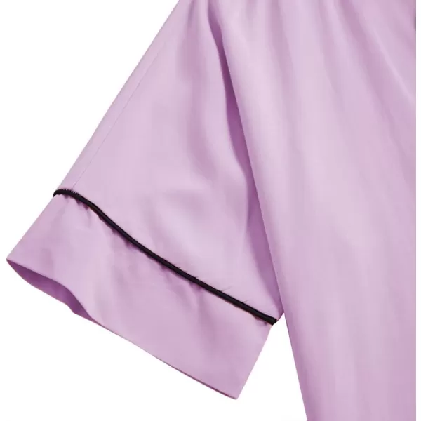 LYANER Women's Cotton Pajamas Set Buttons Short Sleeve Shirt with Shorts Set PJs Loungewear