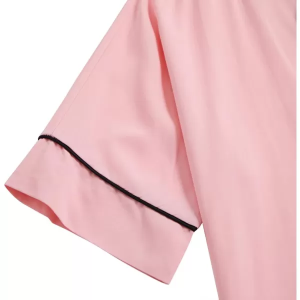 LYANER Women's Cotton Pajamas Set Buttons Short Sleeve Shirt with Shorts Set PJs Loungewear
