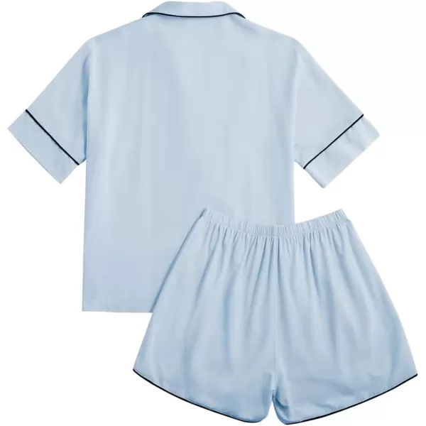 LYANER Women's Cotton Pajamas Set Buttons Short Sleeve Shirt with Shorts Set PJs Loungewear